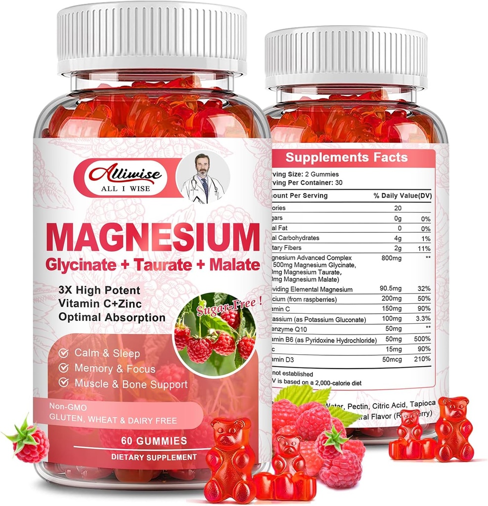마그네슘 보충교재 복잡한 Gummies, 설탕 자유로운 마그네슘은 성인과 아이를 위한 500mg를, 타우레이트 200mg와 더불어, 말산염, 칼슘, COQ10, 잠을 위한 Multivitamin, 심장 & 뼈 건강을 제거합니다
