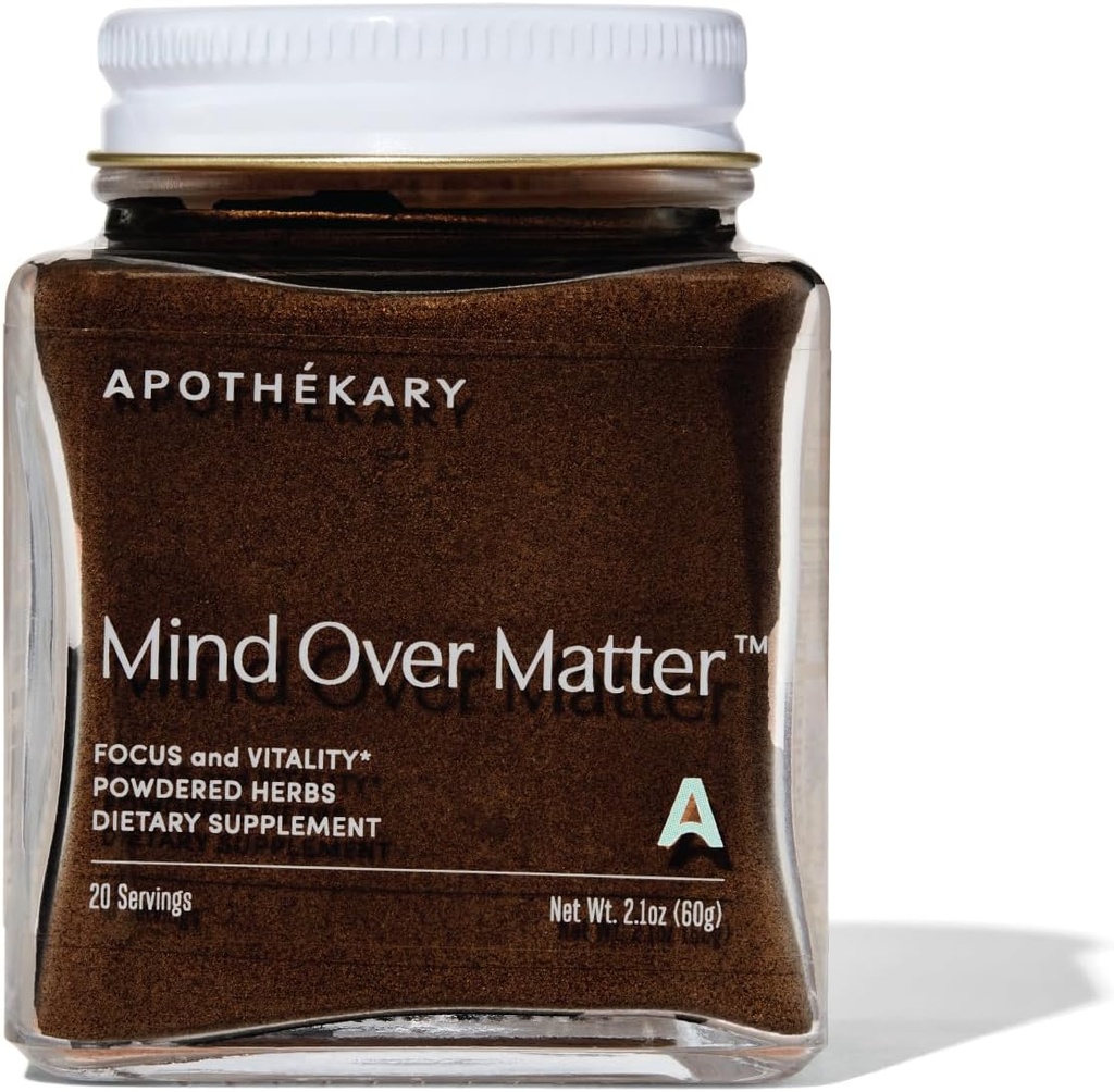 Apothékary Mind over Matter Cognitive Support Mushroom Powder, Memory & Focus, 스트레스 완화 초본 보충, 설탕 무료, Vegan, 카페인 없음