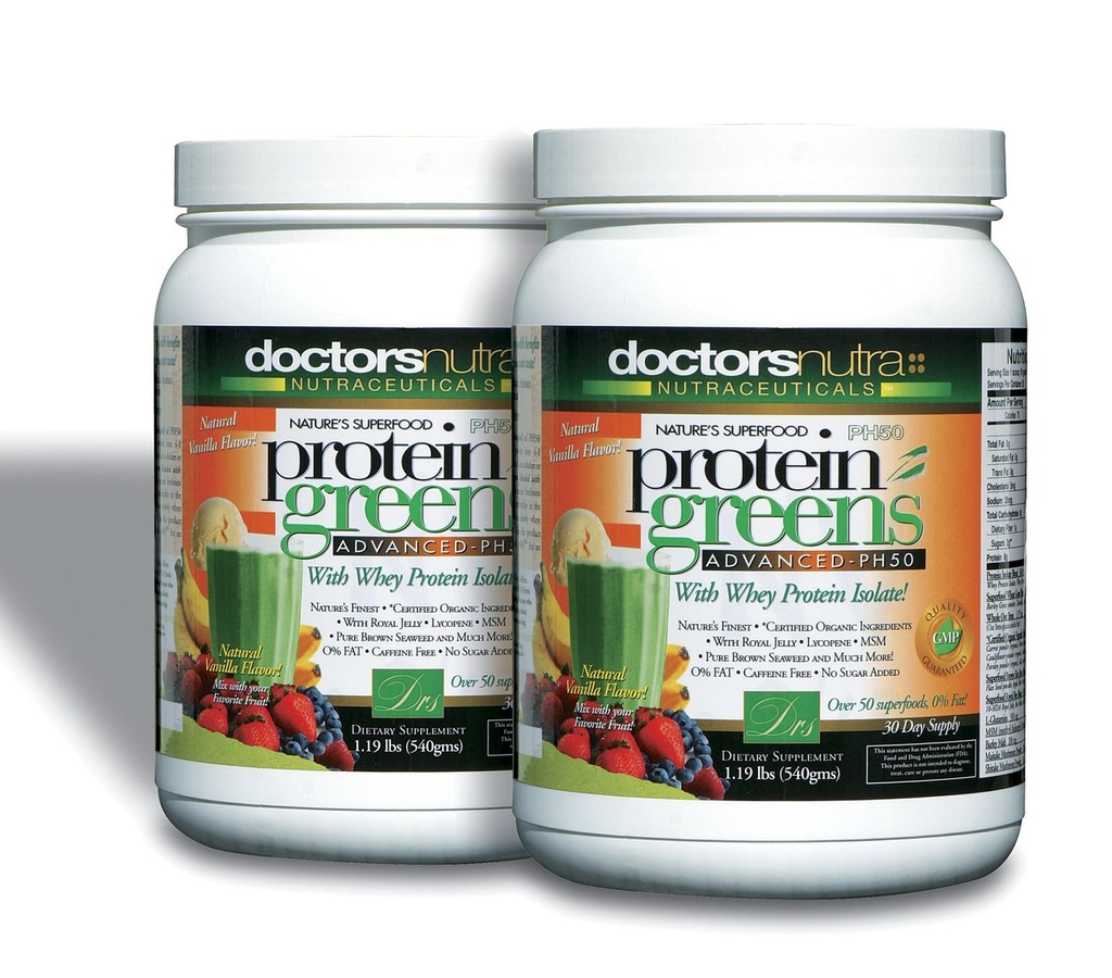 (포장 2) PH50 단백질은 의사 Nutra Nutraceuticals에 의해 증명된 유기 성분을 가진 음료를, 1.19 파운드 (540 그램) 50 Superfoods의 소화 효소, 자연적인 바닐라 풍미