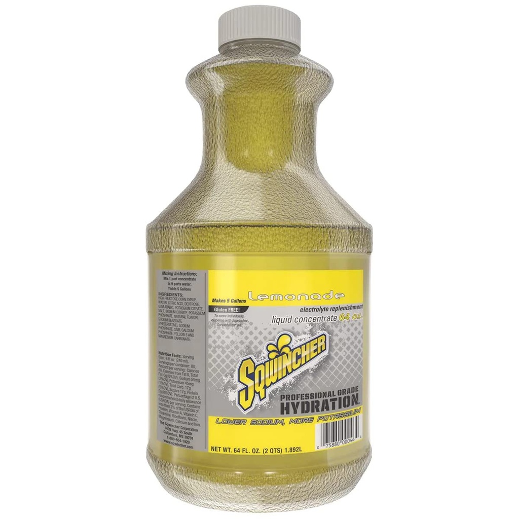 Sqwincher Liquid Concentrate | 레몬이드 맛 | 저칼리 | 저 나트륨 | 일렉트로이트 리플레디시션 믹스 | 음료 5개 갤런 | 64 oz (6개 포장)