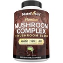 Nutrivein 프리미엄 버섯 보충 2600 mg- 병 120 캡슐- 11 Nootropic 버섯 복합체 - 사자 Mane, Cordyceps, Chaga, Reishi, 터키 꼬리, Mitake, Shiitake, Agaricus, 화이트 버튼, Oyster