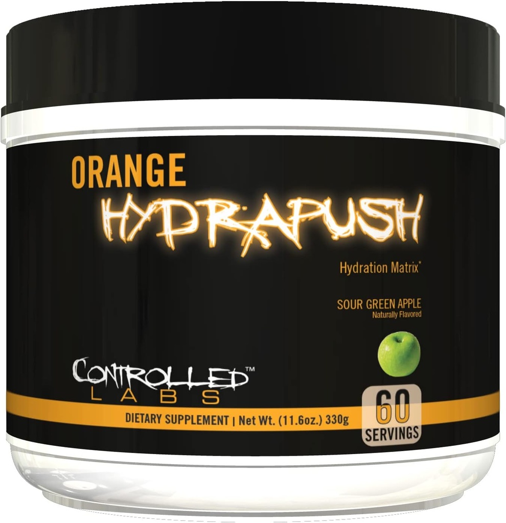 CONTROLLED LABS Orange HydraPush Electrolyte Powder, 60 서빙 - 고급 히팅 복구 - 코코넛 워터 & 타우린 - 부스트 에너지 및 증가 내구력 (Sour Green Apple)