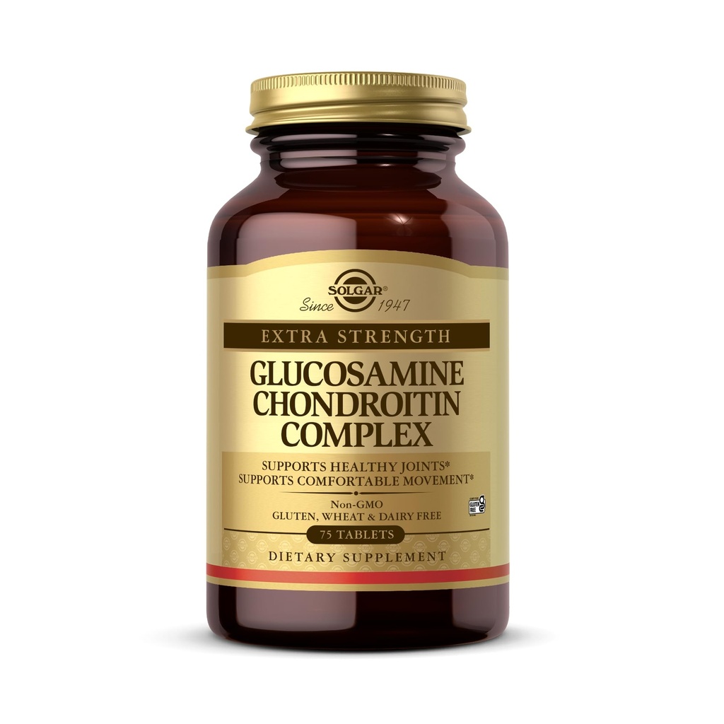 Solgar Extra Strength Glucosamine Chondroitin Complex - 75 정제 - 건강한 관절 및 편안한 운동 지원 - Non-GMO, 글루텐 무료, 낙농장 무료 - 25 서빙