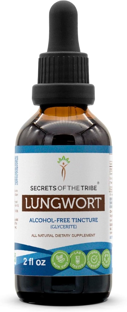 Tribe Lungwort 알코올 무료 액체 추출의 비밀, Lungwort (Pulmonaria officinalis) 건조 잎 아연 보충 2 온스