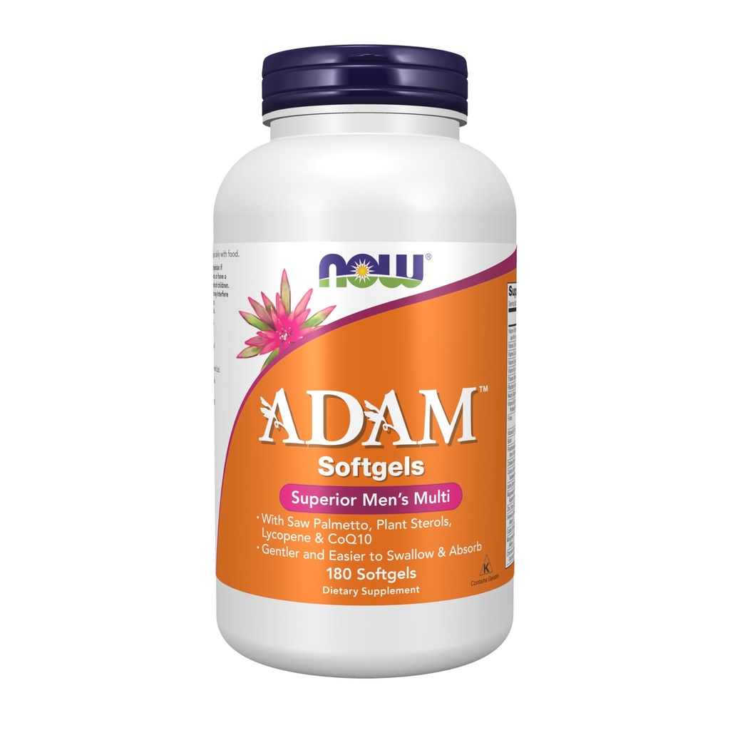 NOW Foods Supplements, ADAMTM Men's Multivitamin은 Saw Palmetto, Plant Sterols, Lycopene & CoQ10, 180 Softgels와 함께 보충합니다.