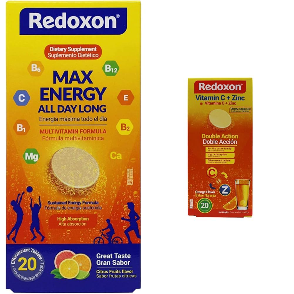 Redoxon Max Energy Citrus Effervescent Tablets 면역 지원 번들 비타민 C 아연 Effervescent Orange Immune 지원 정제