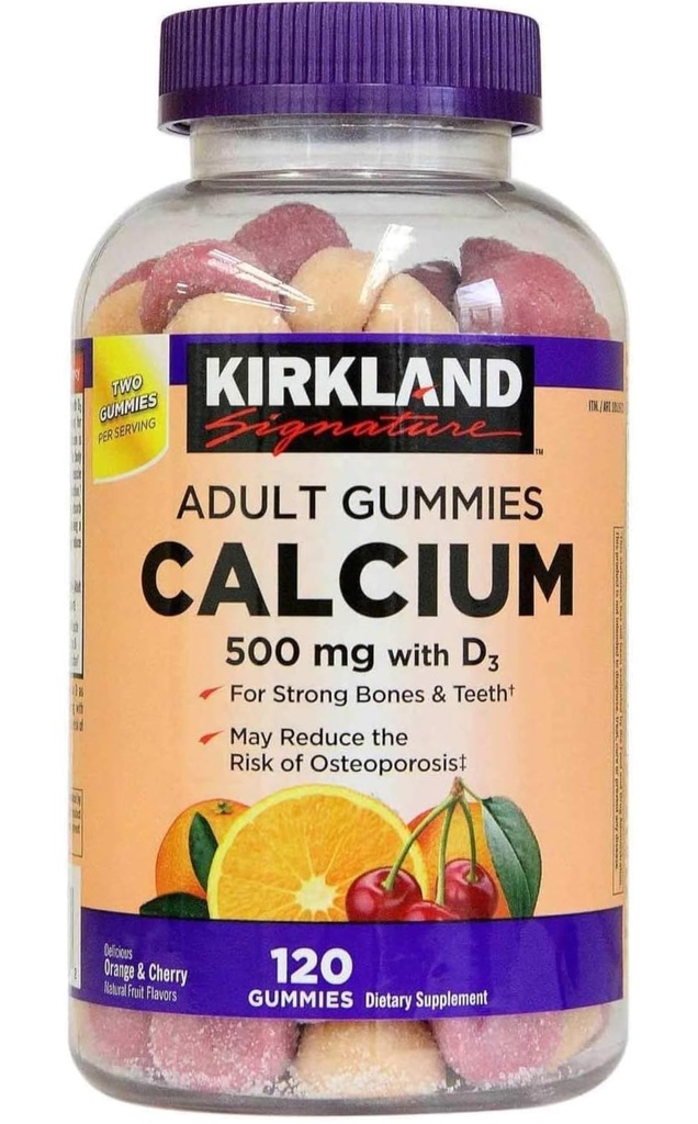 Kirkland Signature Chewable 칼슘 비타민 D3 성인 Gummies, 120 ct x 1 병
