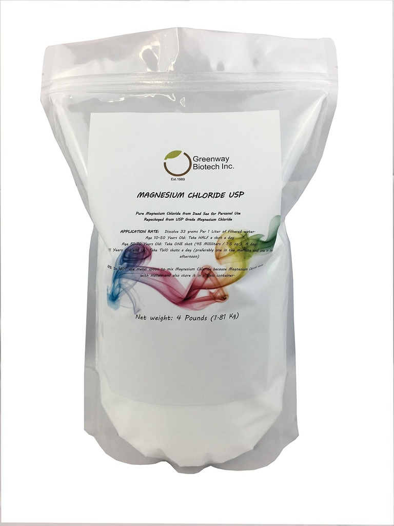 Greenway Biotech, Inc. 마그네슘 염화물 USP 보충교재 100% 식용 Cloruro de Magnesio Comestible 분말 (4 파운드)