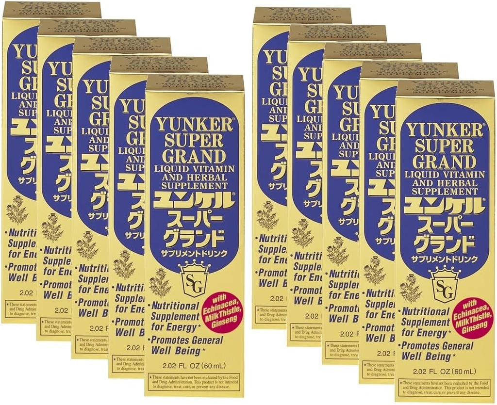 Super Grand, Liquid Vitamin & Herbal Supplement, nergy Herbal Supplements, Herbal Energy Boost, 물리 피로와 피로를 감소, 2.02 Fl oz, 일본에서 만든 (팩 10)