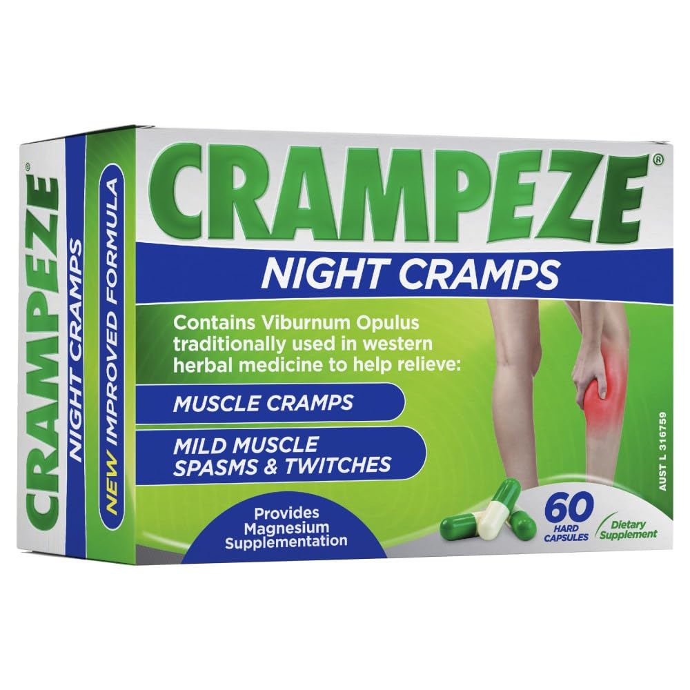 Crampeze 밤 크림 자연적인 기복 근육 크림, Spasms & 타이어 다리 60 캡슐