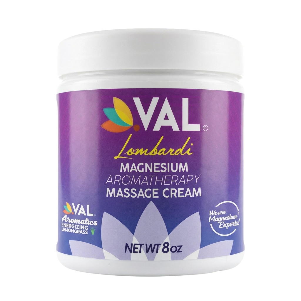 VAL 마그네슘 아로마 마사지 크림 8oz | Zechstein 마그네슘 + MSM + 유기 오일 | 빠른 흡수 | Non-Greasy | 관절 및 근육 완화 | Paraben-Free | 미국