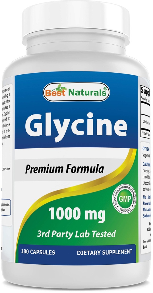 에너지 생산을 위한 제일 자연적인 글리신 보충교재 1000 Mg, 180Count