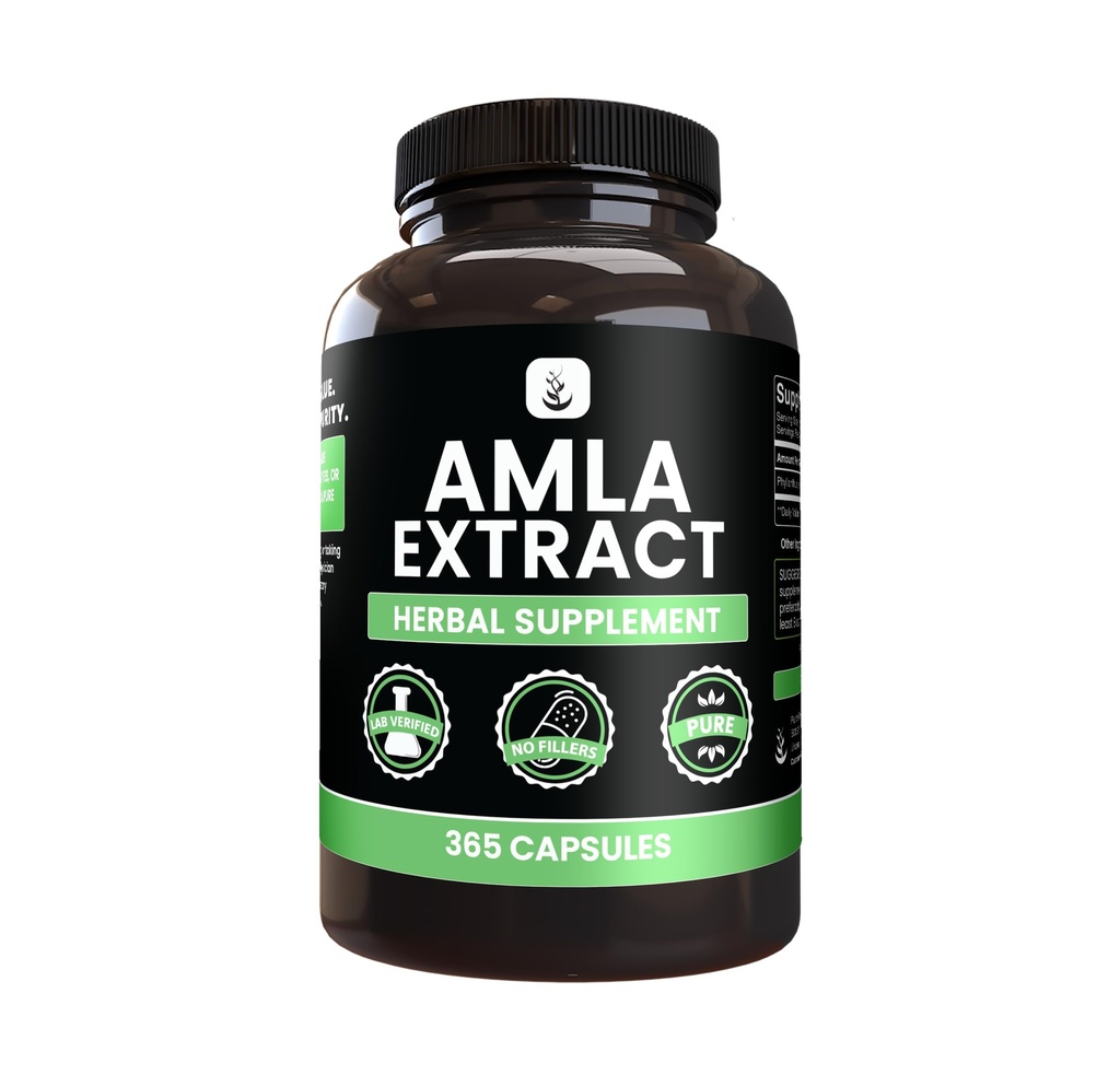 PURE ORIGINAL INGREDIENTS Amla 추출물 (365 캡슐) 마그네슘 또는 쌀 필러 없음, 항상 순수, 실험실 검증