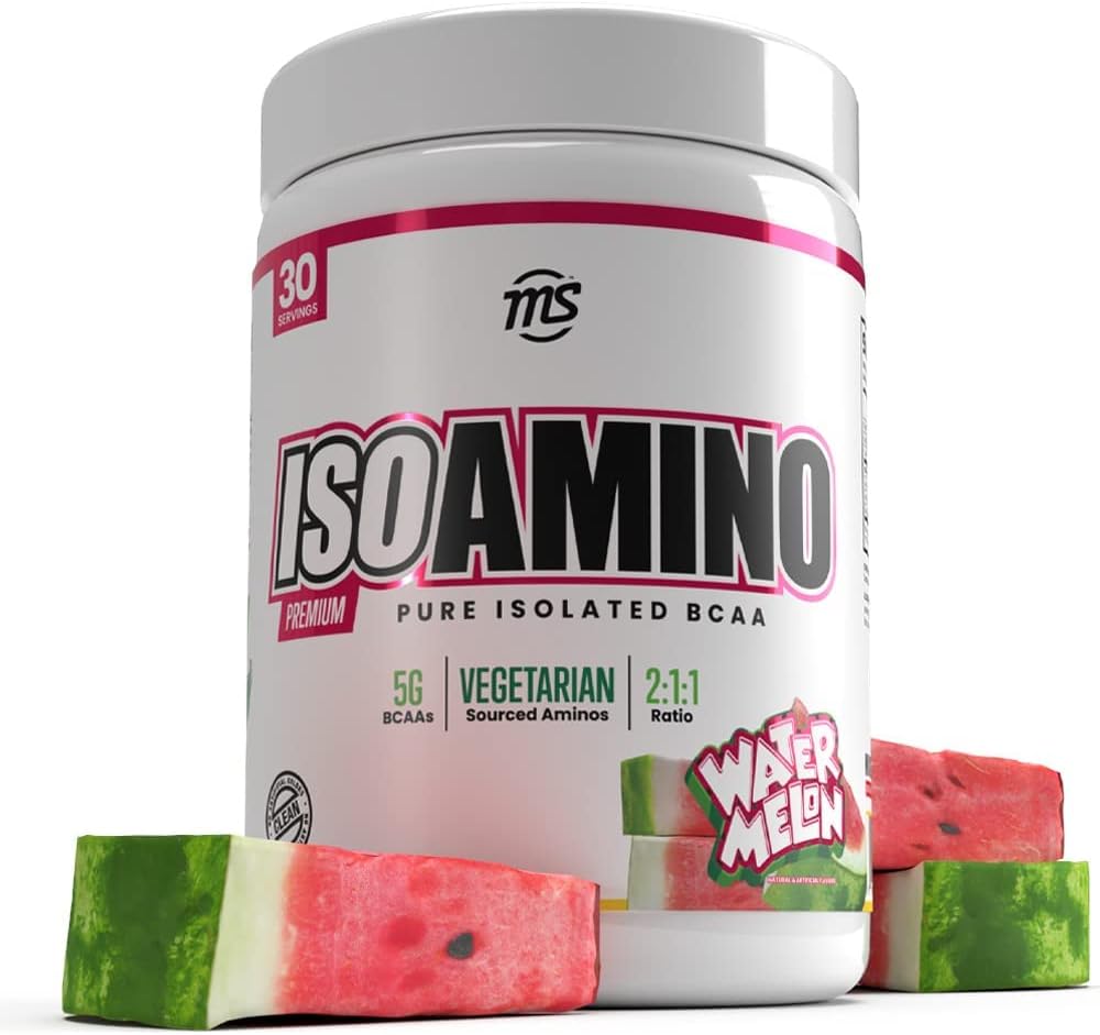 남자 스포츠 ISO 아미노산 - 수박 순수한 고립된 BCAA 분말 270 그램 - 채식주의자 공식 2:1 비율 - 자연적인 성분 - Lean 근육 건물 뚱뚱한 불타는 보충교재