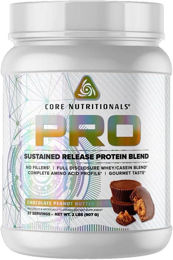 핵심 영양 프로 강화 릴리즈 Whey Protein Blend | 소화 효소 포함 | 25g Protein, 2g Carbs | No Fillers | 2 파운드 (크레이트 땅콩 버터 컵)