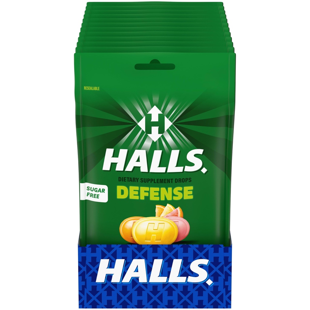 HALLS Defense Assorted Citrus Sugar Free 비타민 C Drops, 규정식 보충교재 하락, 25의 12의 부대 (300의 총 하락)