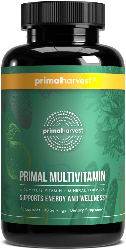 여성과 남성 비타민 A, 비타민 C, 비타민 D 및 E, 비타민 B12, B6, Biotin, 아연 보충제를위한 Primal Harvest Multivitamin (30 캡슐)