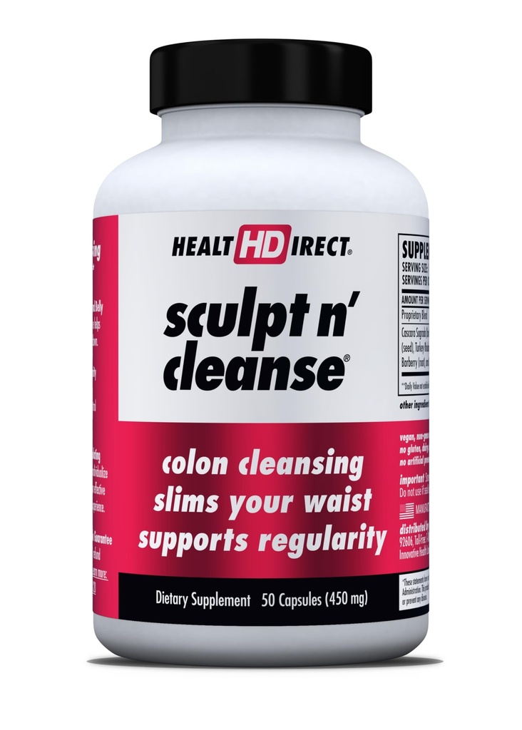 HEALTH DIRECT Sculpt n' Cleanse - 소화 건강 및 일반을위한 초본 콜론 클렌징 - 천연 Detox & Gut Flush 보충 - 50 Veggie 캡슐