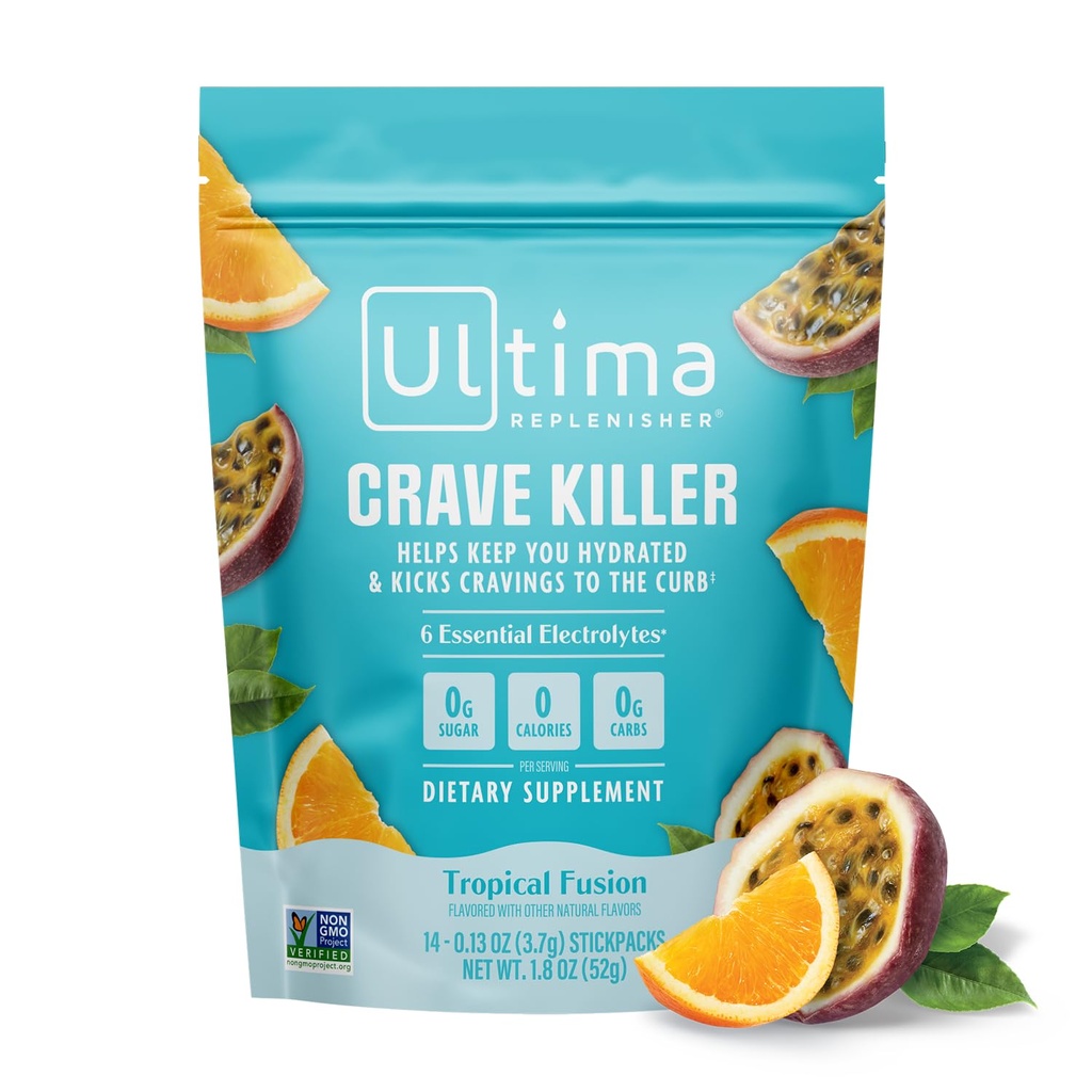 Ultima Replenisher Crave Killer Supplement 및 Electrolytes Powder – 열대성 융제, 14개의 Stickpacks – Hydration Packets 그 Kick Cravings 에 The Curb