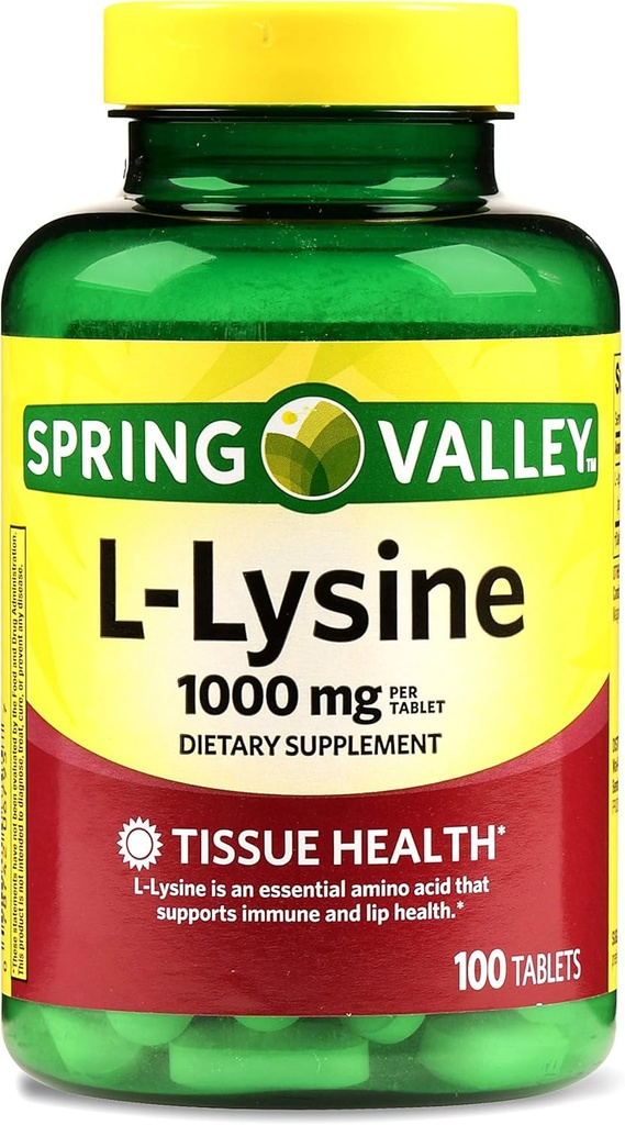 스프링 밸리 - L-Lysine 1000 mg, 100 정제