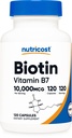 Nutricost Biotin (비타민 B7) 10,000mcg (10mg), 120 캡슐 - Vegan, 글루텐 무료, 비 GMO
