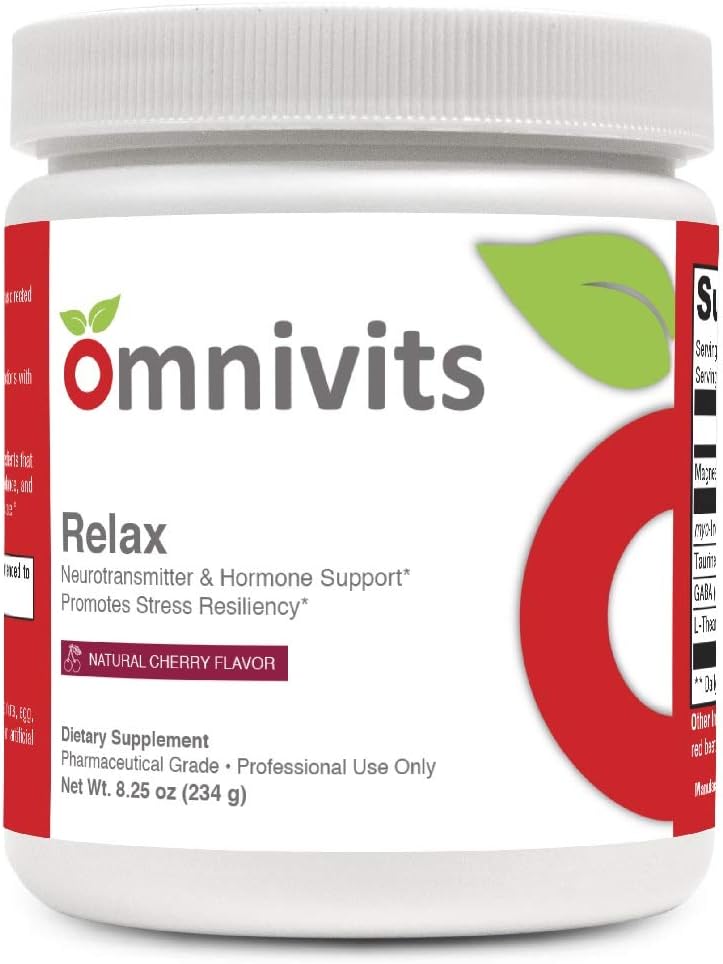 Relax Natural Cherry 풍미 | 마그네슘 알비온 디마그네슘 말레이트, Myo-Inositol, Taurine, GABA, L-Theanine (Suntheanine) | 건강한 혈압, 감정적 웰빙 | 분말 60 서빙