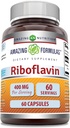 Amazing Formulas Riboflavin (비타민 B2) 보충 | 서빙 당 400 Mg | 60 캡슐 | Non-GMO | 글루텐 프리 | 미국에서 제작