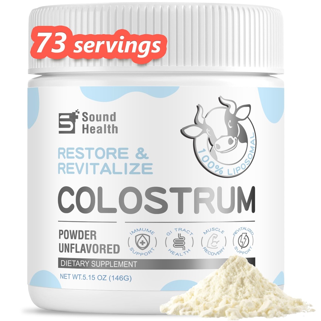 인간을 위한 Colostrum 보충교재 분말 - Gut 건강을 위한 유기 Bovine Colostrum 보충교재, 머리 성장, 아름다움 및 면역 지원 - Unflavored (73의 서빙)