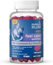 Mommy's Bliss Kids Feel Calm Gummies, Calm의 센스를 지원하며 Magnesium, L-theanine, Sugar Free Raspberry Lemonade 풍미, 나이 4 + 60 Gummies로 만든 바디를 편안하게하십시오.
