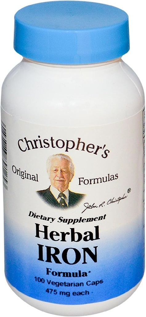 Christopher의 본래 공식 초본 철 공식, 자연적인 철 지원, 450 mg, 100 채식 캡슐