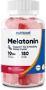 Nutricost Melatonin 10mg, 180 Gummies, 딸기 맛 - 글루텐 무료, 비 GMO, 옥수수 시럽 없음