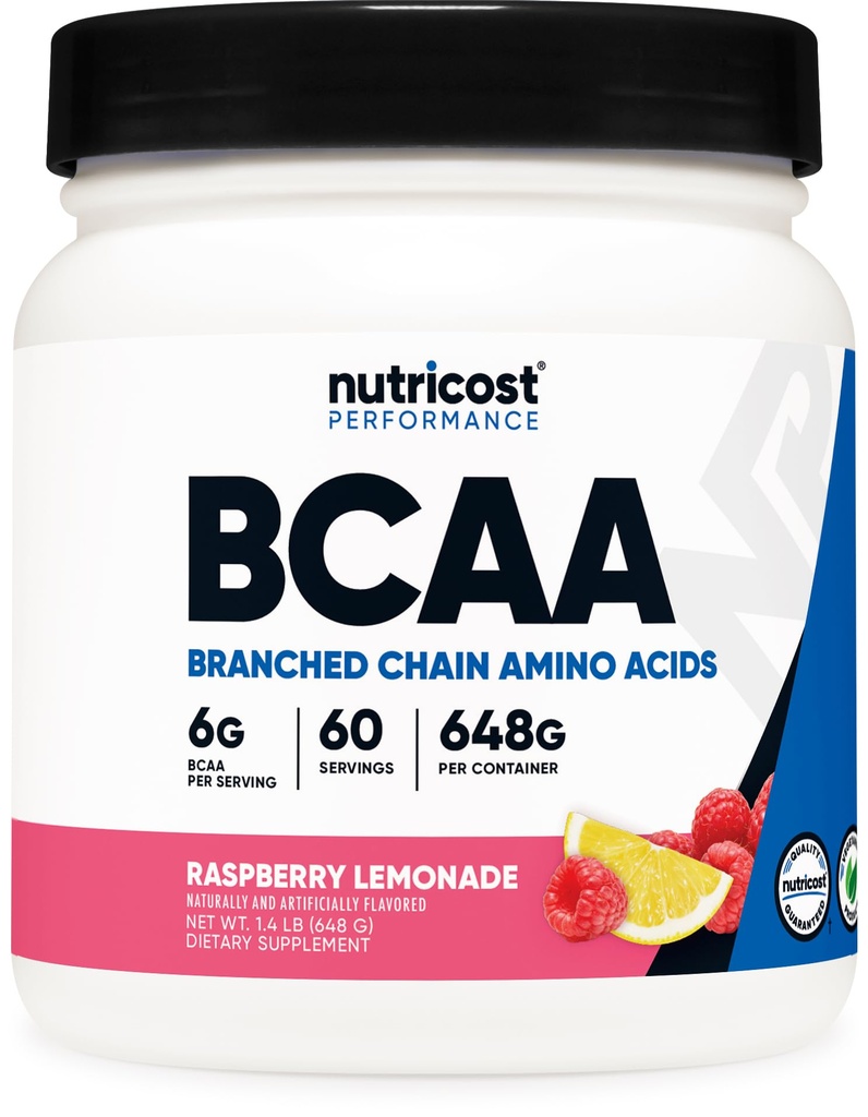 Nutricost BCAA 분말 (Raspberry Lemonade, 60 서빙) - 최선 2 : 1 : 1 비율