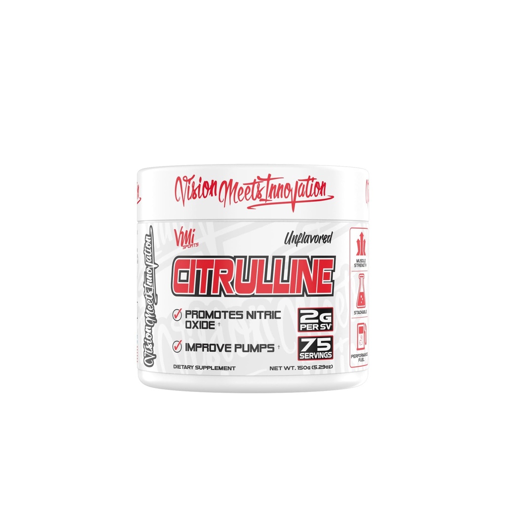 VMI Sports Citrulline Unflavored Powder Pure L-Citrulline | 니트로 산화물 근육 펌프를 촉진 | 서빙 당 2g – 75 서빙