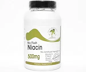 껍질 Niacin 없음 500mg ~ 200 캡슐 - 첨가물 없음 ~ Naturetition 보충교재