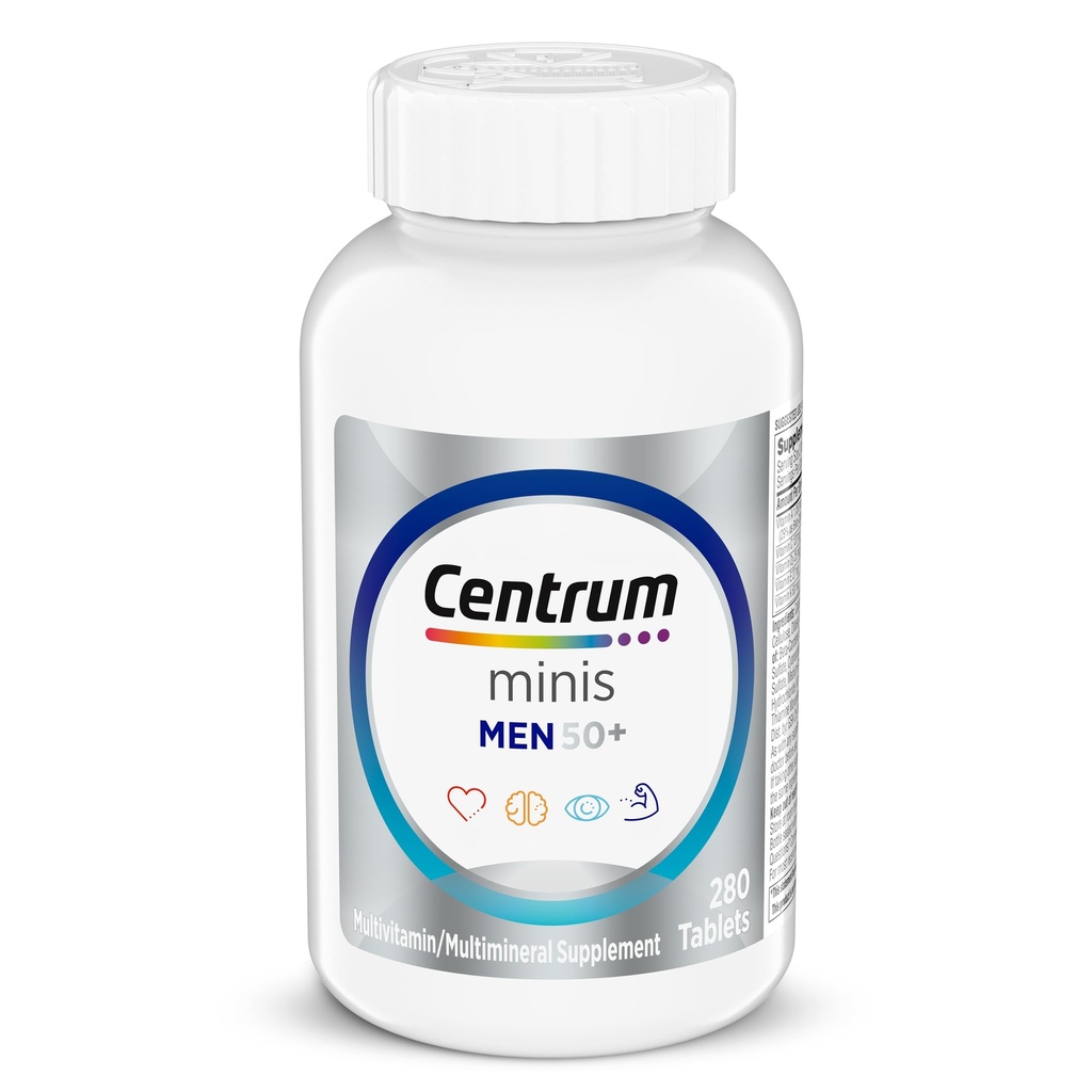 Centrum Minis는 남성 50 Plus, Multivitamin/Multimineral 보충교재, 비타민 D3, B 비타민 및 아연, Non-GMO 성분을 위한 Multivitamin, 이전 성인에 있는 기억 그리고 Cognition를 지원합니다 - 280 Ct