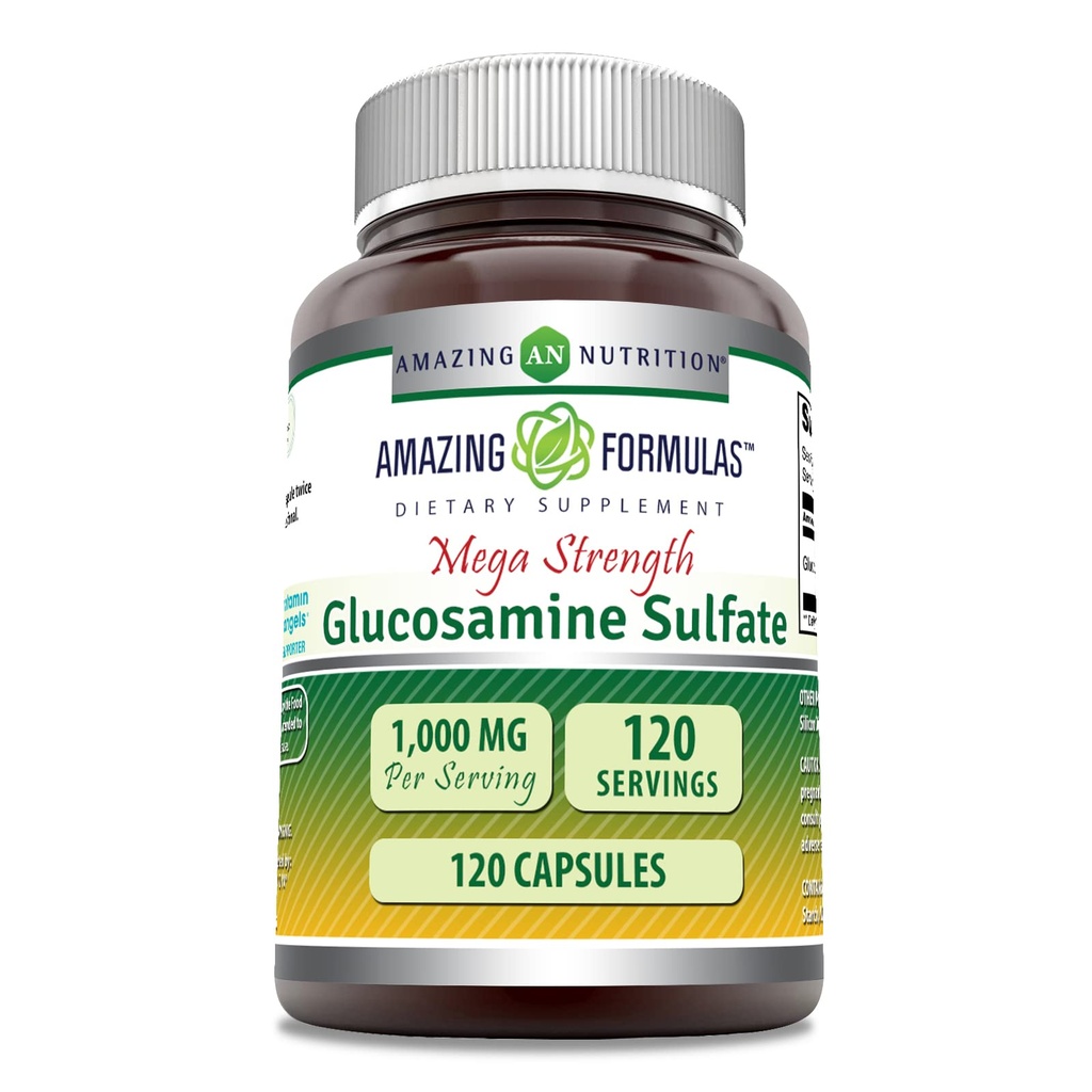 놀랄만한 수식 글루코사민 황산염 1000 mg 캡슐 보충교재 | Non-GMO | 글루텐 프리 | 미국에서 제작 (Unflavored)