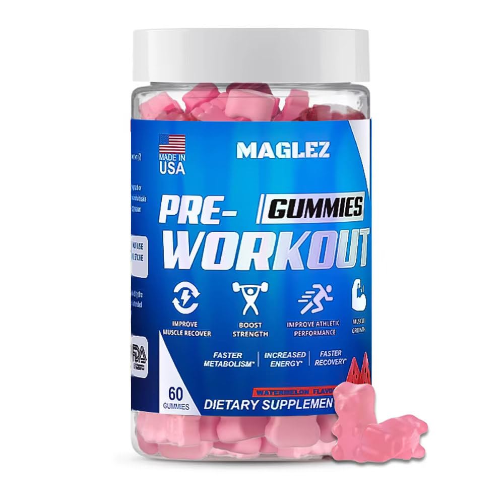 남성 및 여성을위한 사전 운동 Gummies, Beta Alanine의 PreWorkout Gummy | 유기농 카페 인 | Chromium Picolinate | 글루텐 무료, Vegan, 증가 에너지, 빠른 물질 대사 및 회복 (60 거미)
