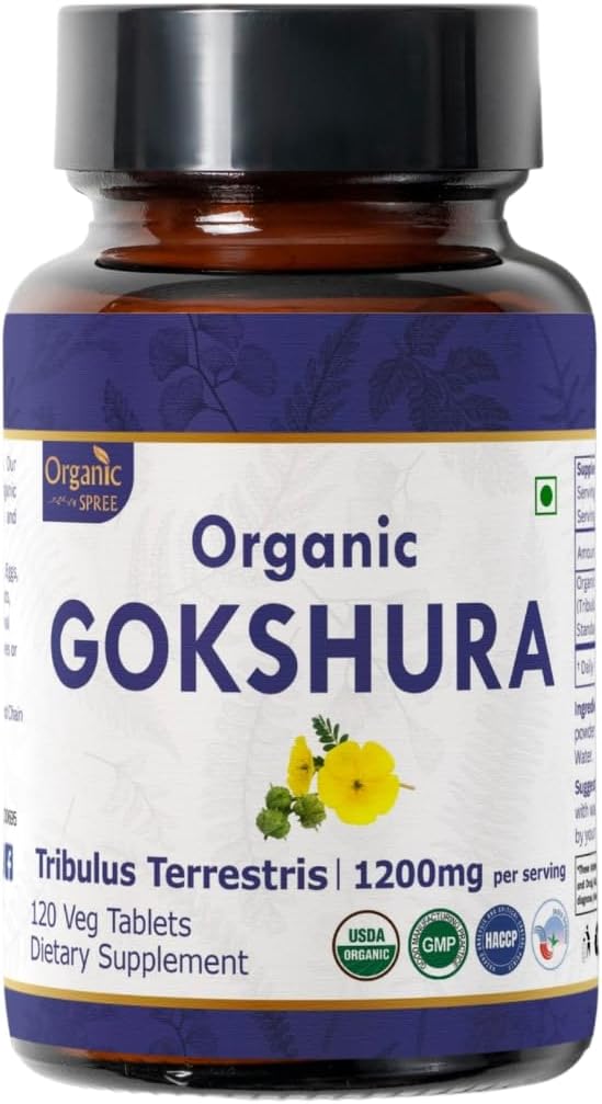 Gokshura 120 정제 | Tribulus Terrestris (Gokshura) | USDA 유기농 인증| 면역력과 강도 지원 | 유기농 및 천연 120tab