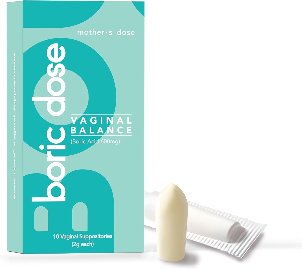 Mothers Dose Boric Acid Suppositories - 유지 및 균형 건강한 질 PH, Odor, Hydrates 및 Moisturizes 관리. 미국 코코아 버터와 코코넛 오일 추가