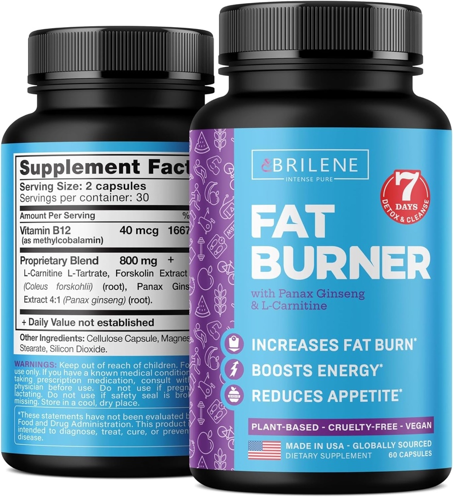 여성을위한 체중 감량 알약 - 미국에서 만든 - 천연 Appetite Suppressant & Metabolism Booster - L-Carnitine과 지방 버너 - 60 캡슐