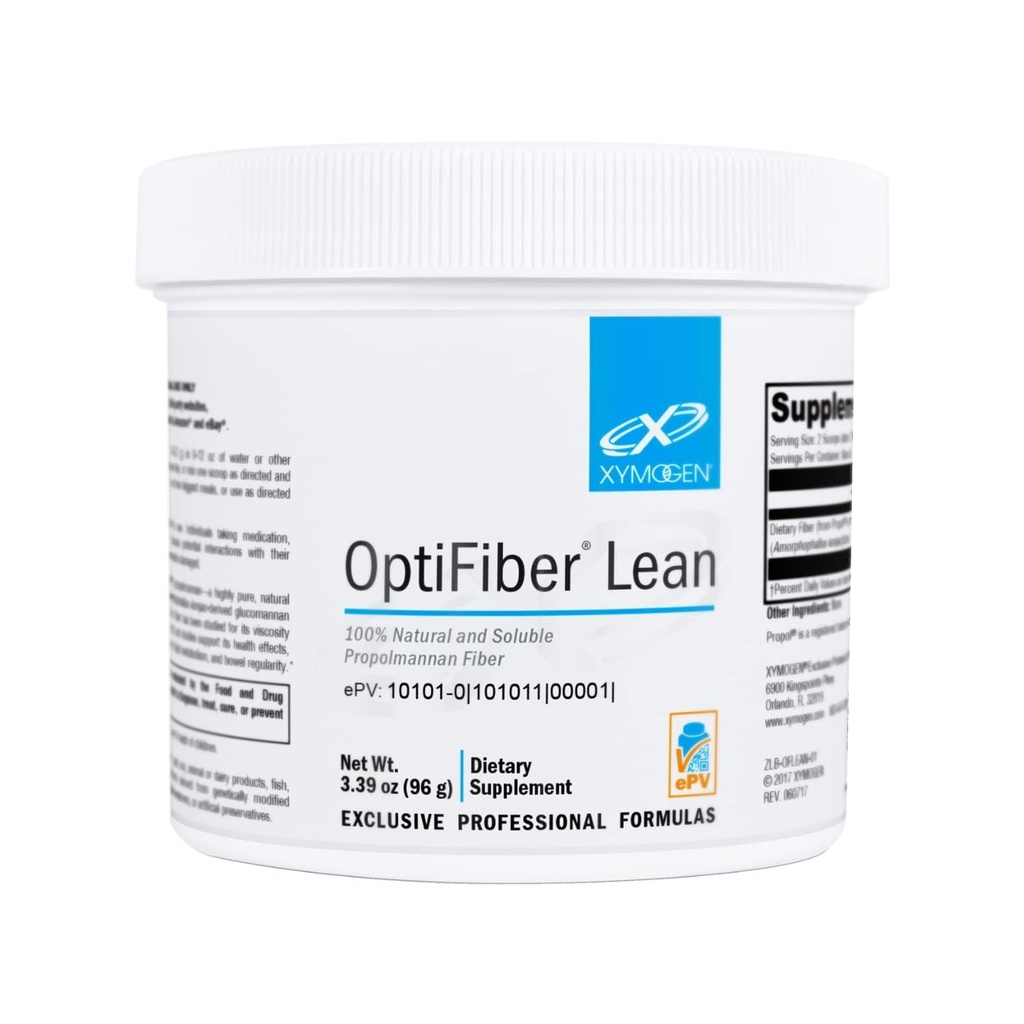 XYMOGEN OptiFiber Lean - 100 % 천연 및 수용성 Propolmannan 섬유 분말 - Satiety, Cholesterol Metabolism 및 건강한 Bowel 운동 지원 (3.39 oz)