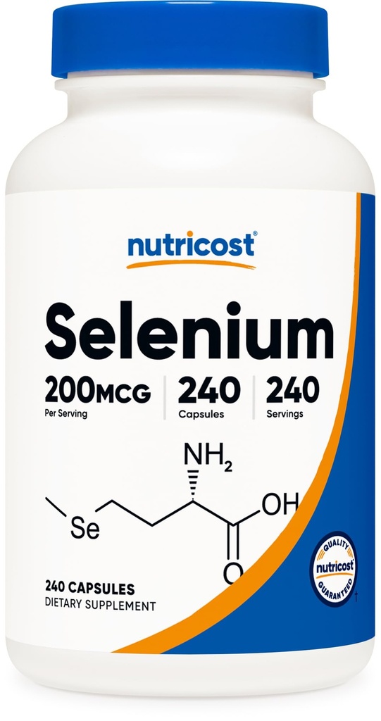Nutricost 셀레늄 200mcg, 240 채식 캡슐, 비 GMO, 글루텐 무료 L-Selenomethionine
