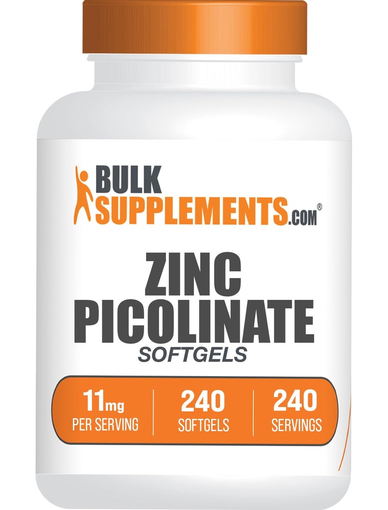 BulkSupplements.com 아연 Picolinate Softgels - 아연 11mg, Immune 지원, 글루텐 무료 - 봉사 당 1 Softgel, 240 조사 (1의 포장)
