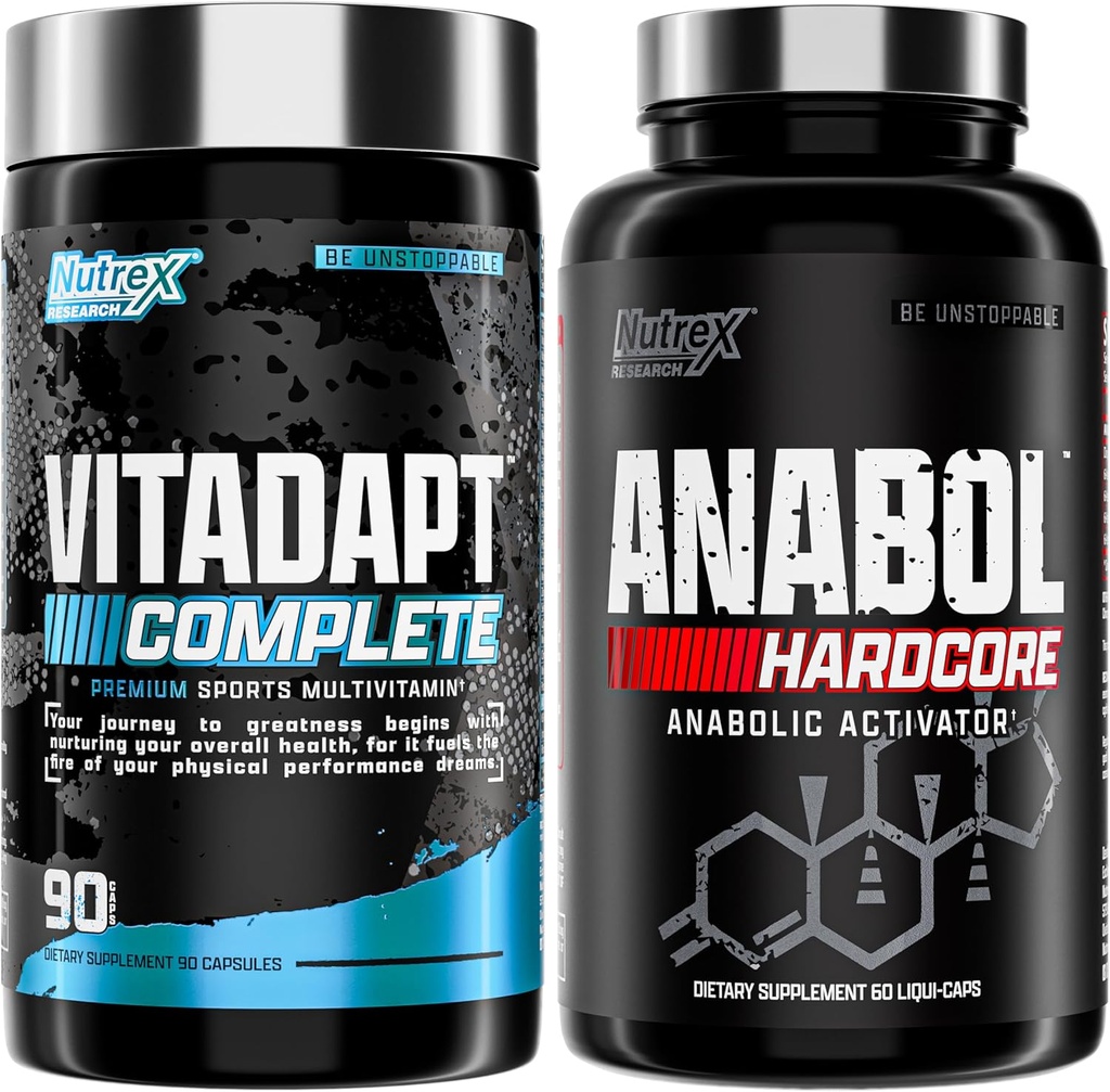 Nutrex 연구 Anabol 하드 코어 & Vitadapt 완전한 스포츠 Multivitamin KSM-66 Ashwagandha