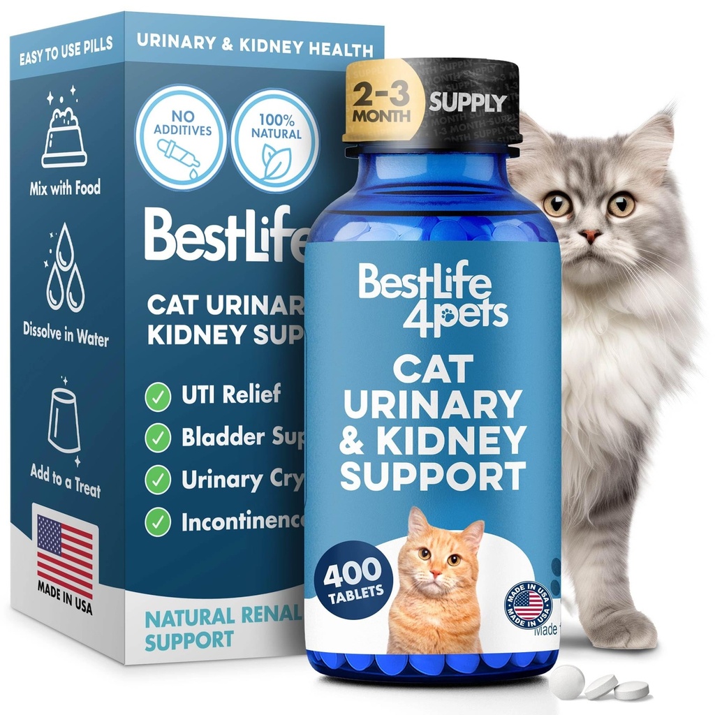 Cat UTI Remedy & Kidney Cats, Natural Urinary Tract Infection and Cat Bladder Crystals Treatment는 Kidney Stones, Clears Infection 및 Kidneys Health, 400 Tiny Pills를 제거합니다.