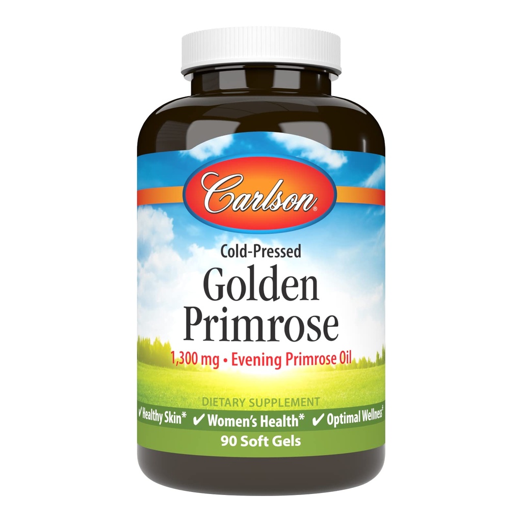 Carlson - 황금 Primrose, 1300 mg 저녁 Primrose 기름, 감기 압박되는, 건강한 피부, 여자의 건강 & Optimal 웰니스, 90 Softgels