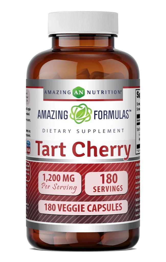 Amazing Formulas Tart Cherry 1200 MgPer 서빙 | 180 Veggie 캡슐 보충 | Non-GMO | 글루텐 프리 | 미국