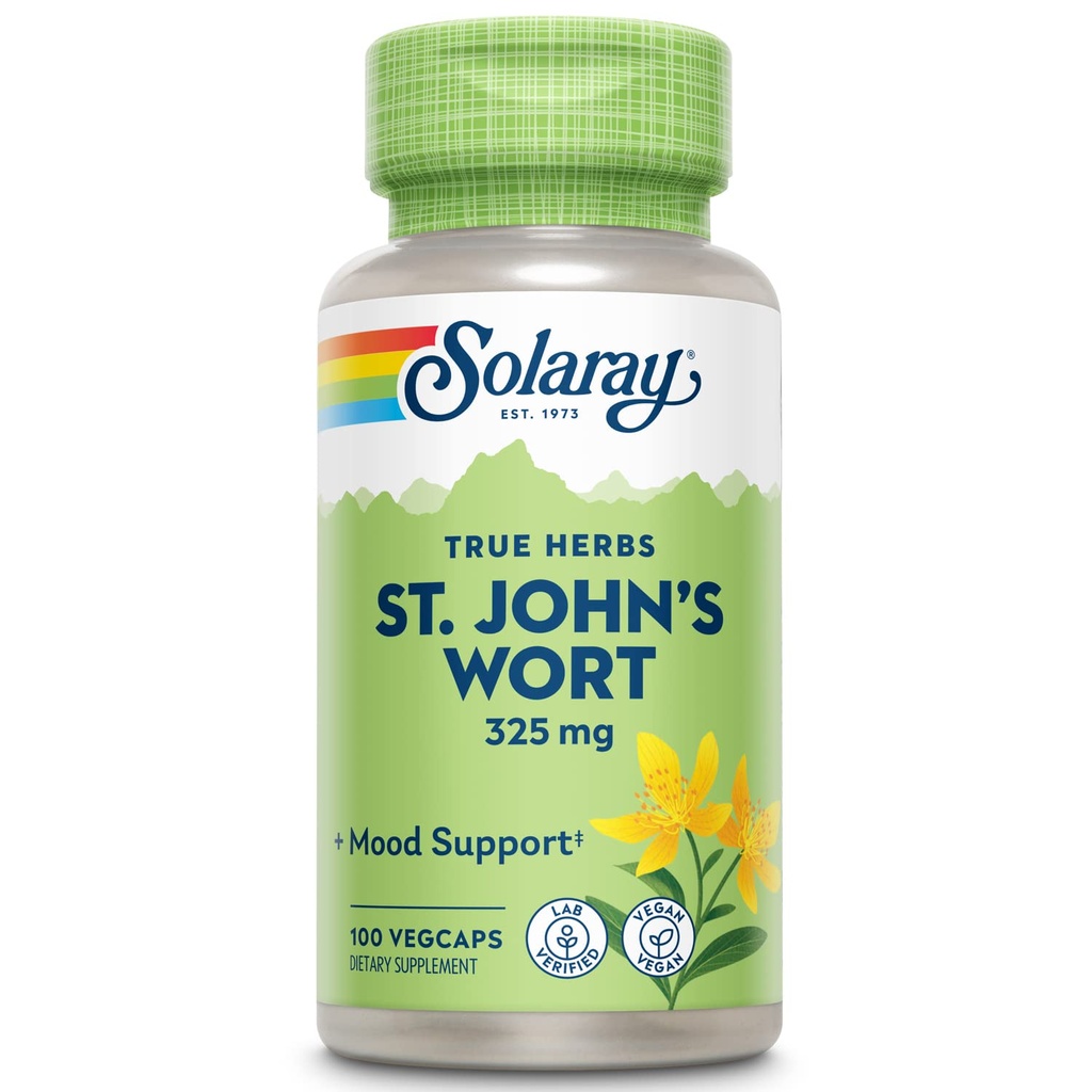 SOLARAY St Johns Wort 325 mg 전체 공중 - 건강 및 계류 지원 보충교재 - 60 일 환불 보장 - 비 GMO, 채식주의자, 실험실 Verified (100 CT)