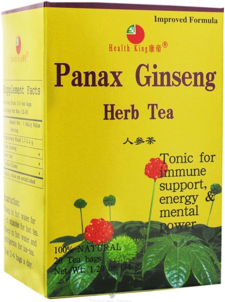건강 왕 Panax 인삼 허브 차, 티백, 20 채널 박스 (패킹 4)