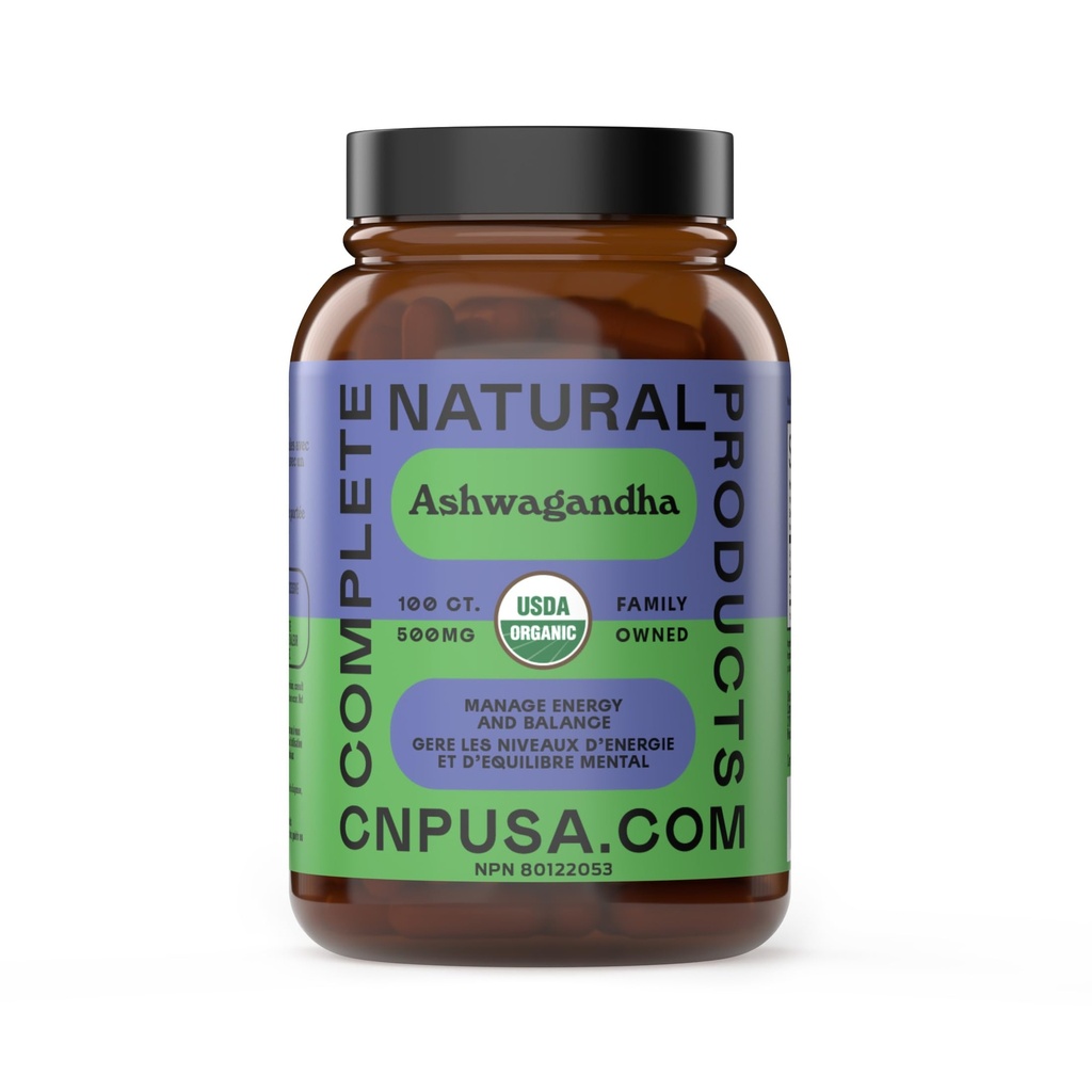 유기 Ashwagandha 캡슐 - 100 캡슐 500mg Calming 지원을 위한 순수한 유기 Ashwagandha 보충교재